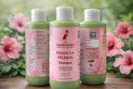 Glamurny Hibiscus Herbal Shampoo | Herbal Strength & Shine Care | Sulphate & Paraben Free | For Men & Women
