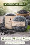 Glamurny Charcoal Soap | Natural & Handmade | Gentle Cleansing Bathing Soap | Sulphate & Paraben Free | For Men & Women