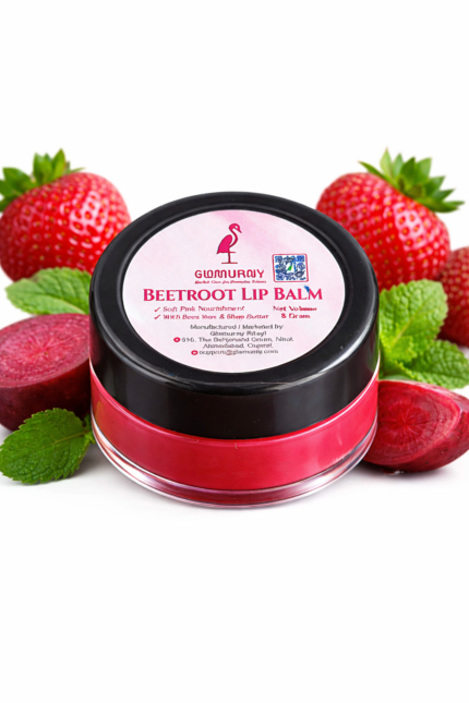 Glamurny Beetroot Lip Balm for Natural Pink Lips and Deep Moisturization