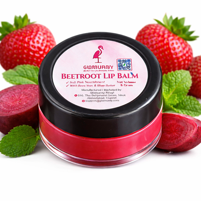 Glamurny Beetroot Lip Balm for Natural Pink Lips and Deep Moisturization