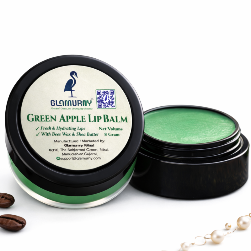 Glamurny Green Apple Herbal Lip Balm for Deep Moisturizing and Lip Repair