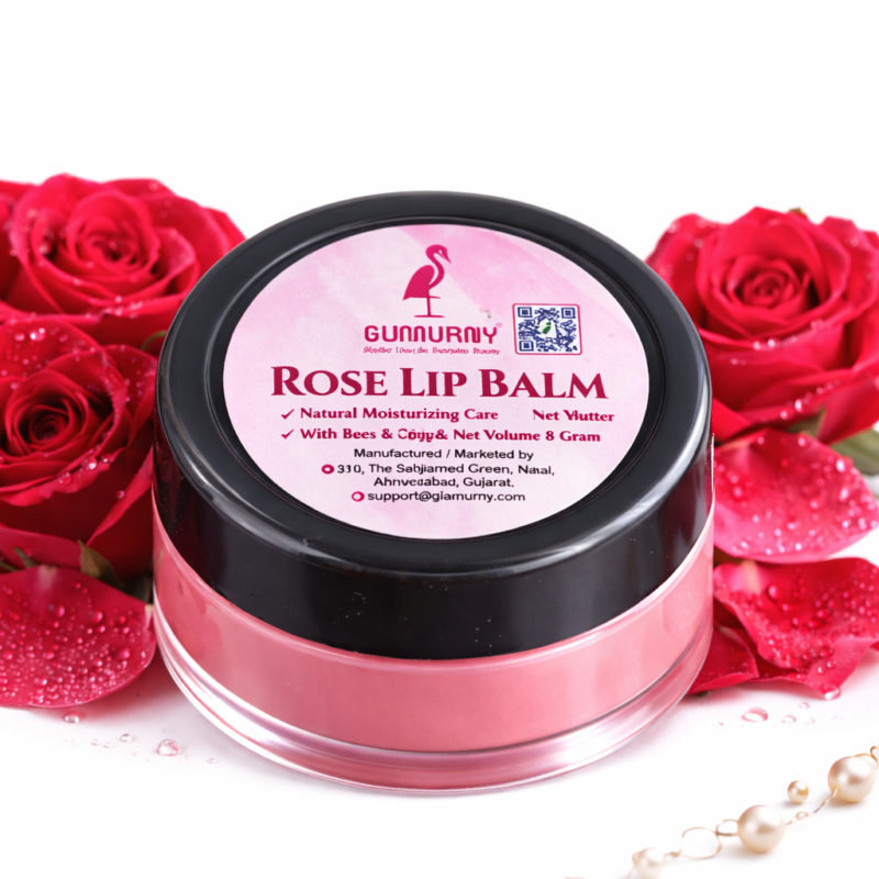 Glamurny Rose Herbal Lip Balm for Soft Pink Lips and Deep Moisturizing
