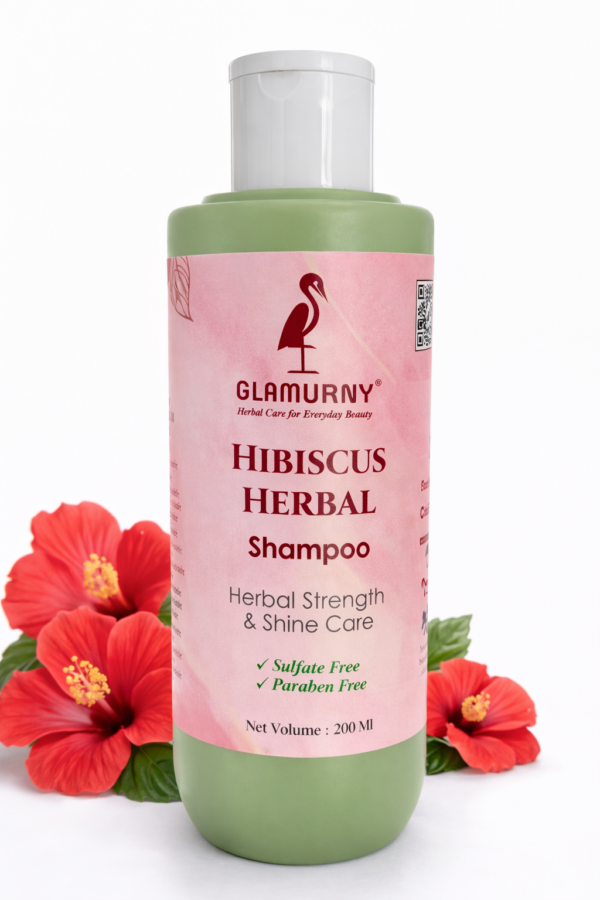 Glamurny Hibiscus Herbal Shampoo | Herbal Strength & Shine Care | Sulphate & Paraben Free | For Men & Women