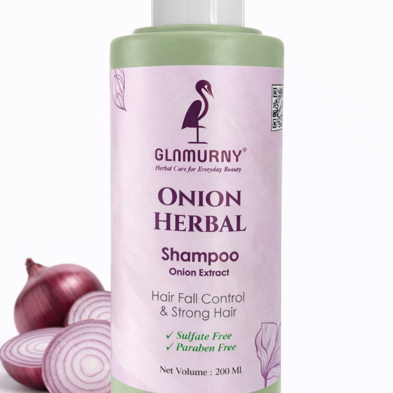 Glamurny Onion Herbal Shampoo for Hair Fall Control and Strong Hair