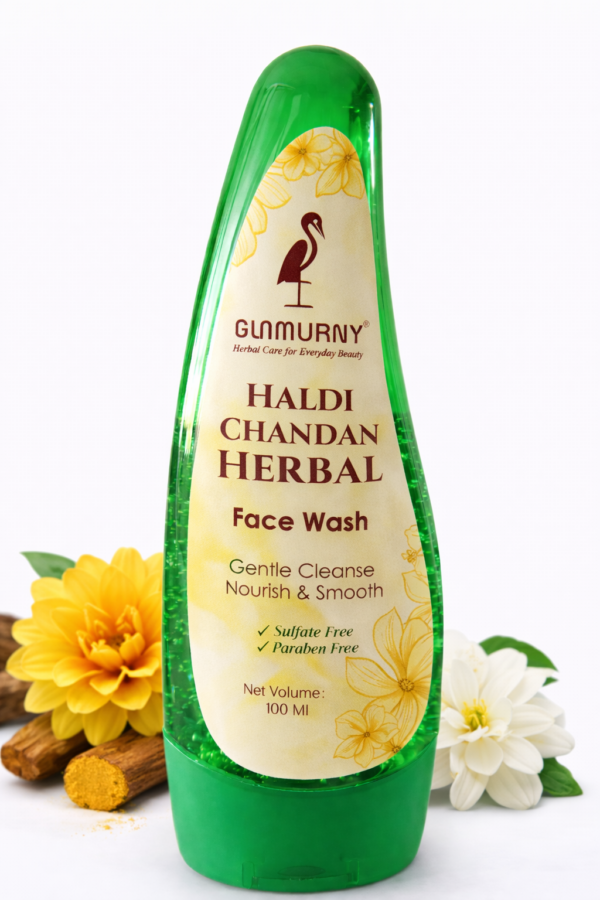 Glamurny Haldi Chandan Herbal Face Wash | Gentle Cleanse, Nourish & Smooth | Sulfate & Paraben Free | For All Skin Types (100 ml)