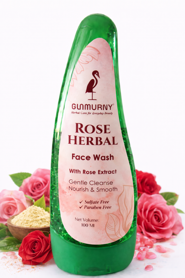 Glamurny Rose Herbal Face Wash with Rose Extract | Gentle Cleanse, Nourish & Smooth | Sulfate & Paraben Free | For All Skin Types (100 ml)