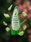 GLAMURNY Aloe Vera Herbal Face Wash with fresh aloe vera pieces highlighting natural herbal skincare and gentle cleansing formula.