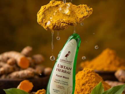 GLAMURNY Ubtan Herbal Face Wash bottle with turmeric and herbal ubtan powder, sulfate-free and paraben-free herbal face wash for deep cleansing and natural skin glow.
