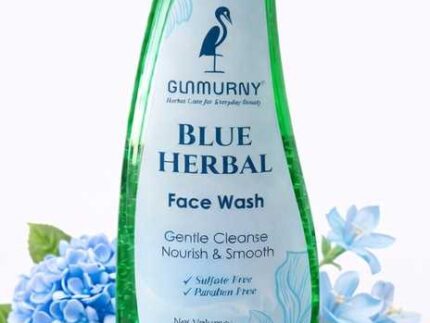 “Glamurny Herbal Blue Face Wash for glowing skin – gentle herbal cleanser for daily skincare.”