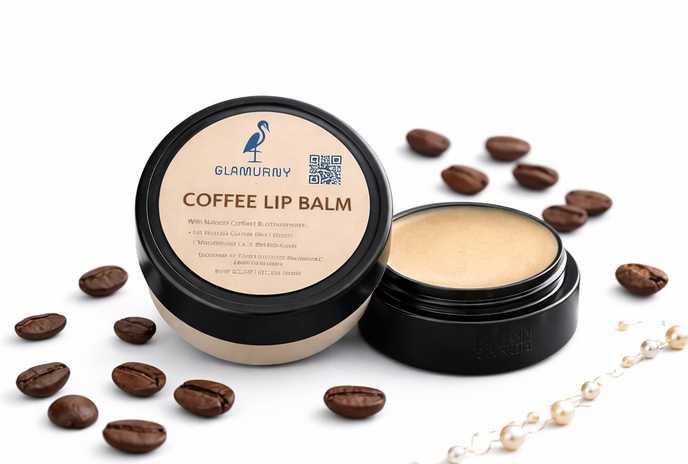 “Glamurny Coffee Lip Balm – Natural moisturizing lip care with coffee extract for soft, smooth and hydrated lips.”